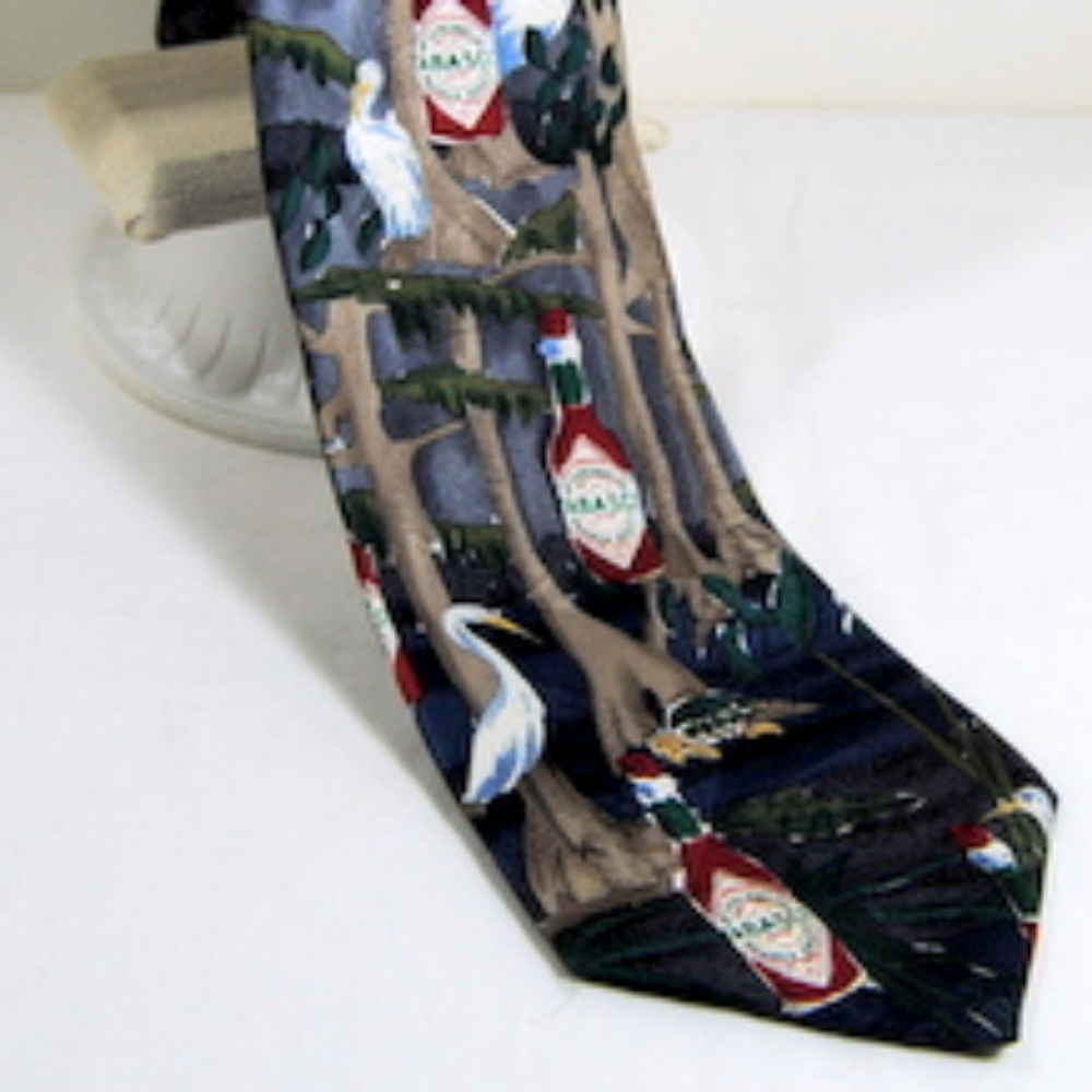 Tabasco 100% Silk Tie Cranes and Trees